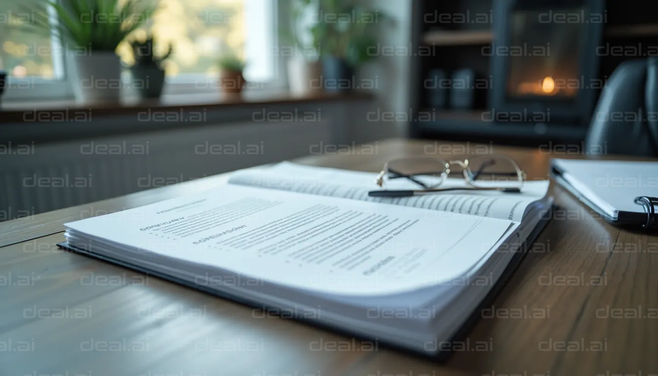 Documents on Cozy Desk with Fire and Plants