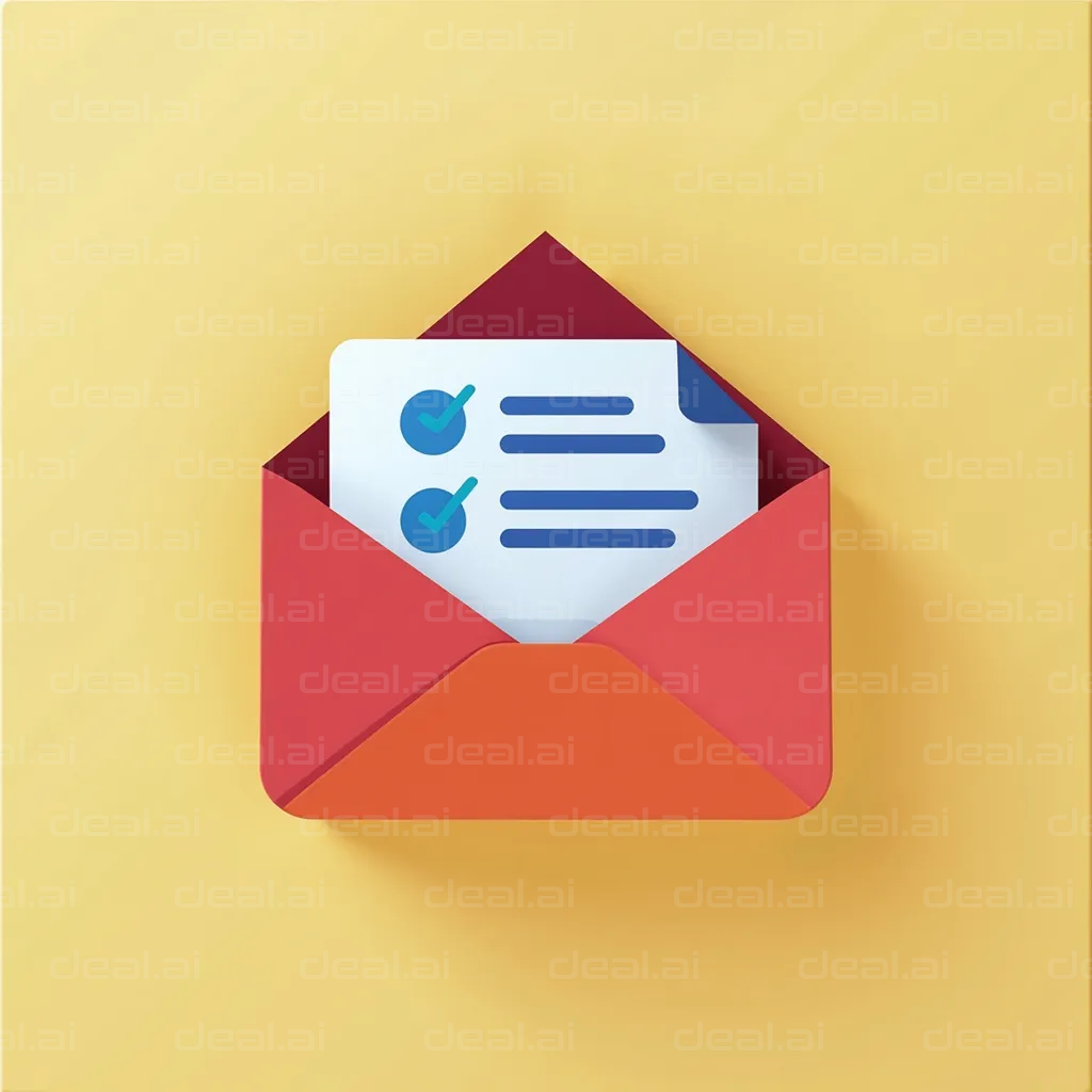 Checklist in an Envelope on Yellow Background