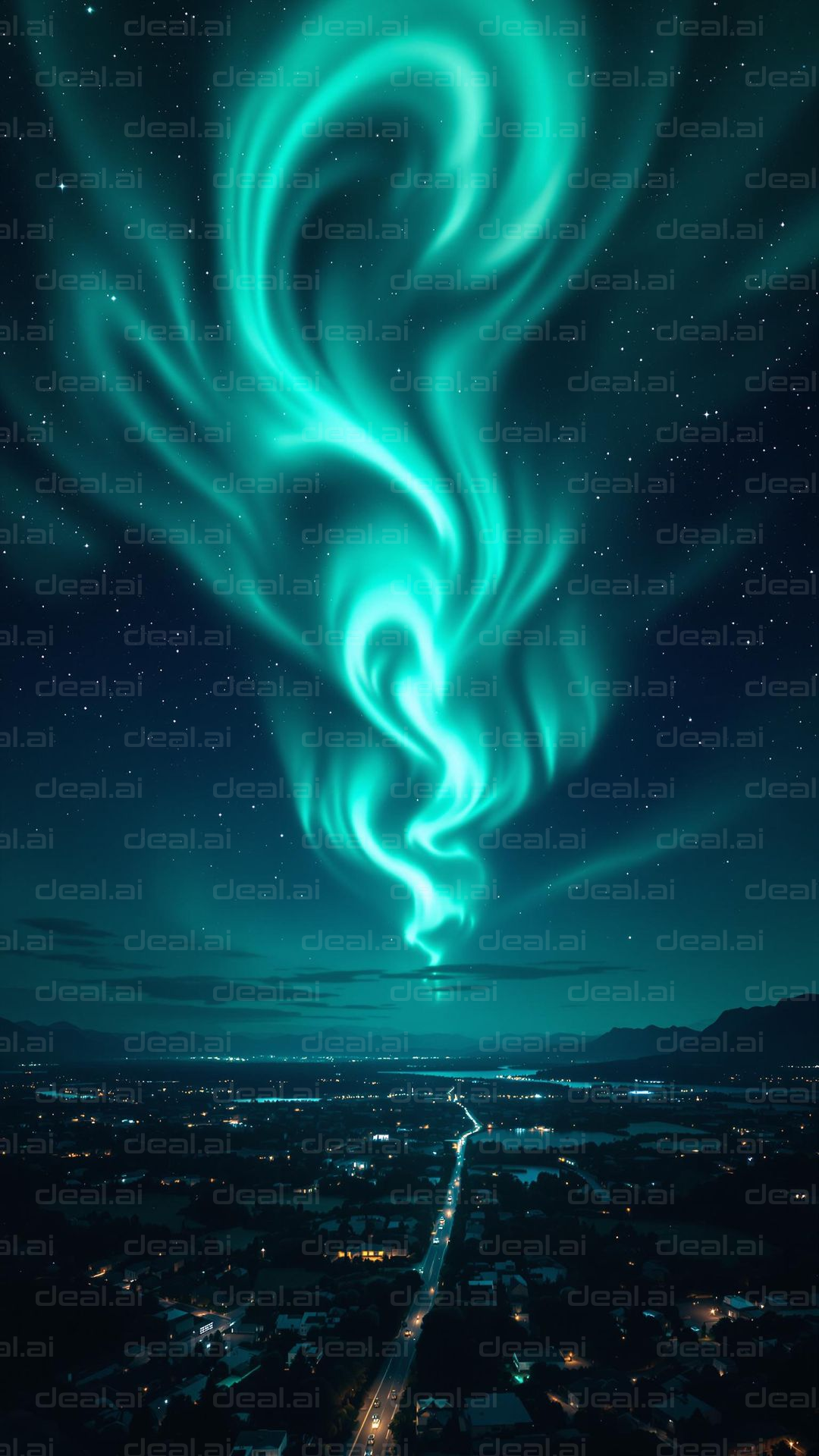 Aurora Over Cityscape