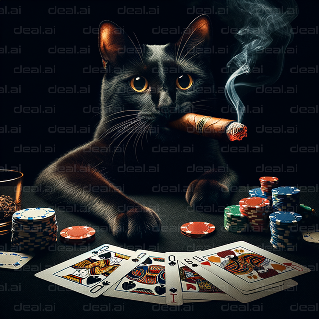 Poker Cat with a Cigar