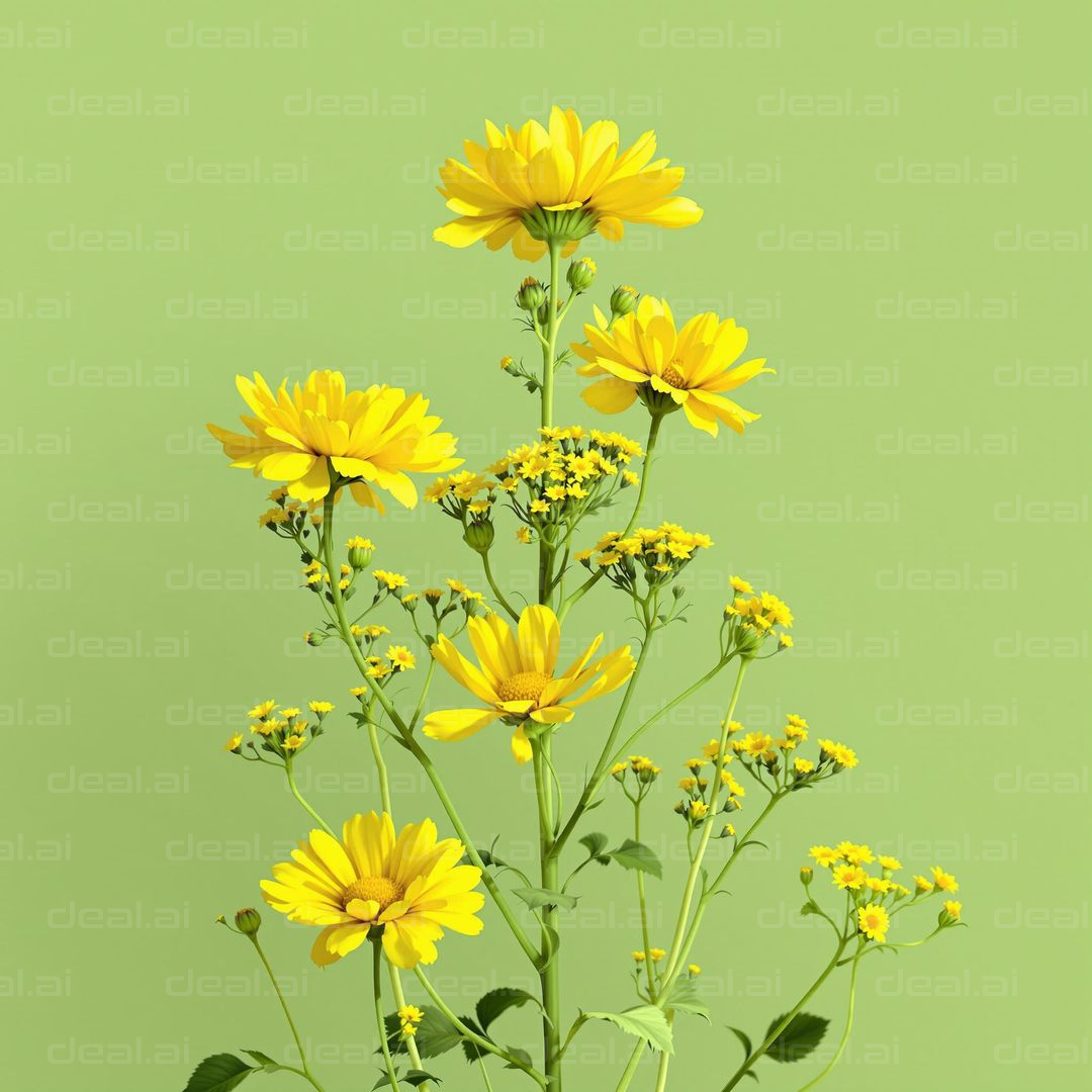 "Vibrant Yellow Blooms Against Green"