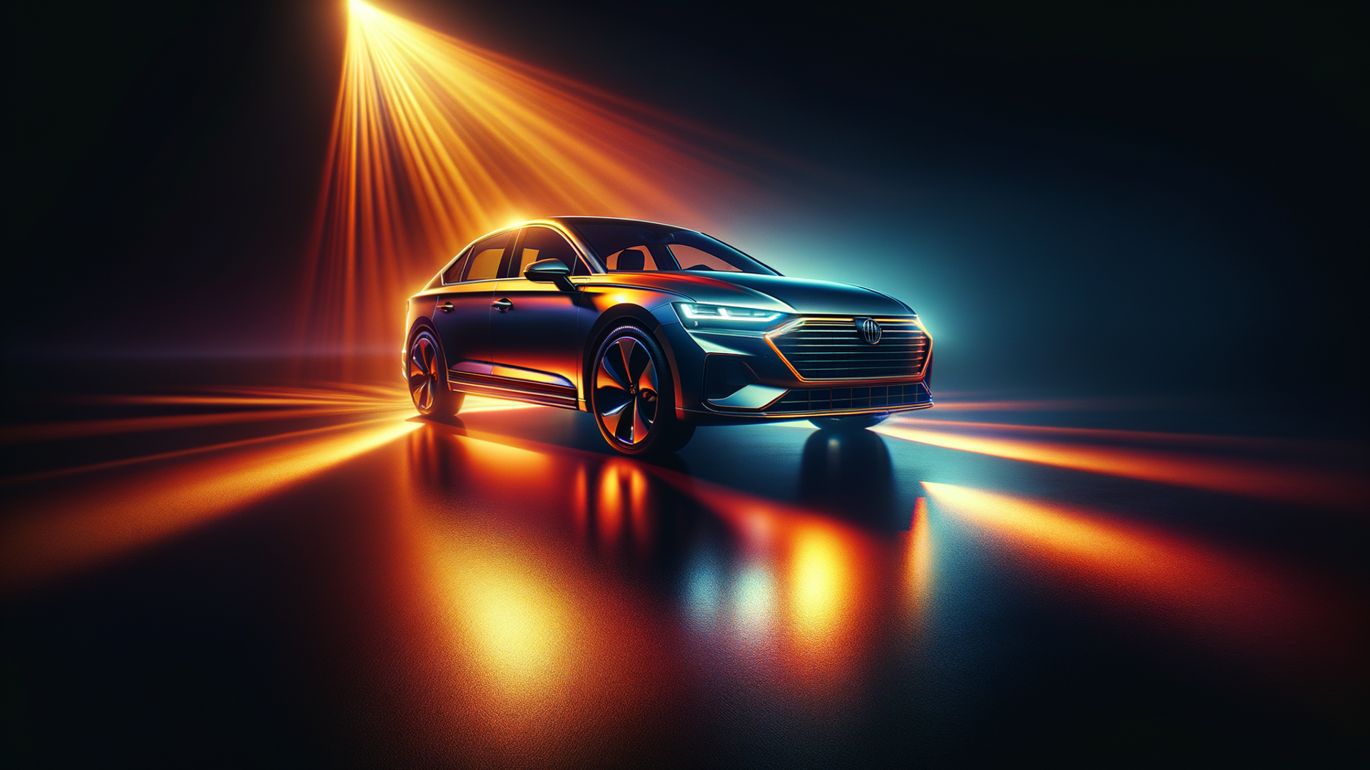 Sleek Modern Car in Vibrant Lights