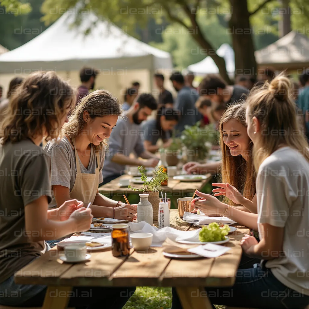 Friends Enjoying Outdoor Picnic Together