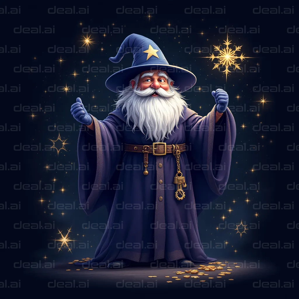 Whimsical Wizard in Starlit Magic