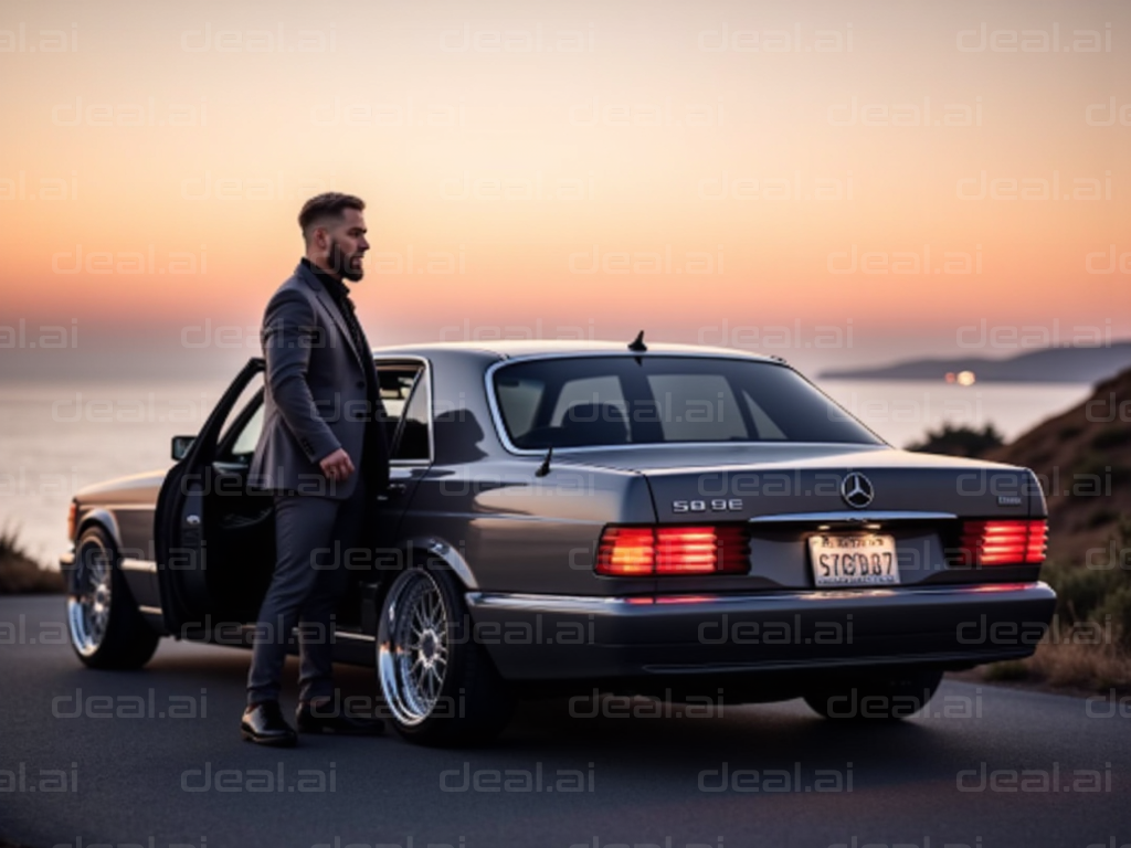 Sunset Drive with Classic Car