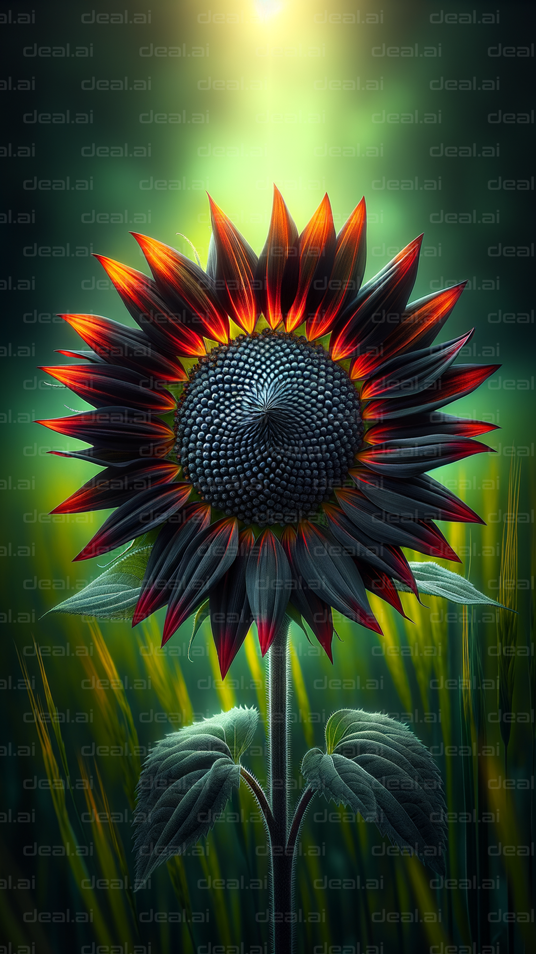 Glowing Sunflower in Mystical Light