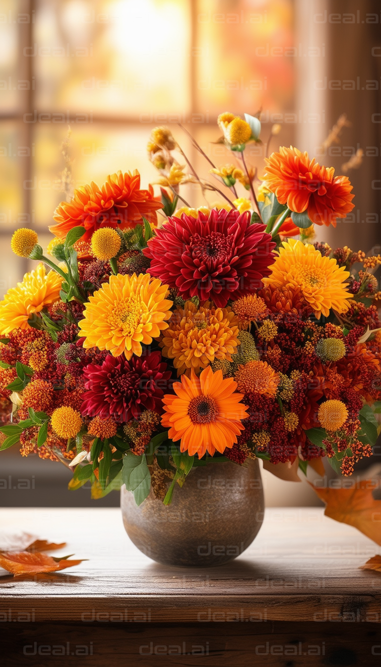 Autumn Floral Arrangement by the Window