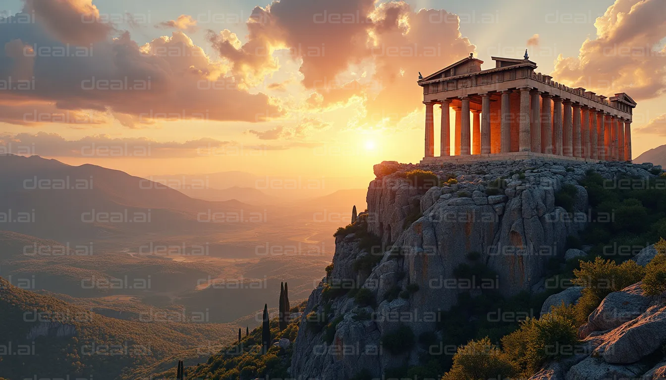 Sunset Over Ancient Greek Temple