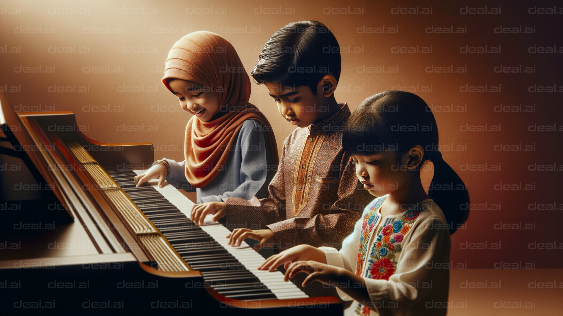 Children Playing Piano Together