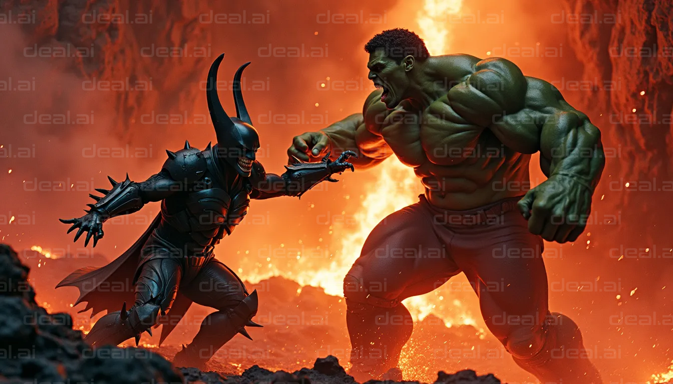 Epic Duel: Hero vs. Monster in Flames