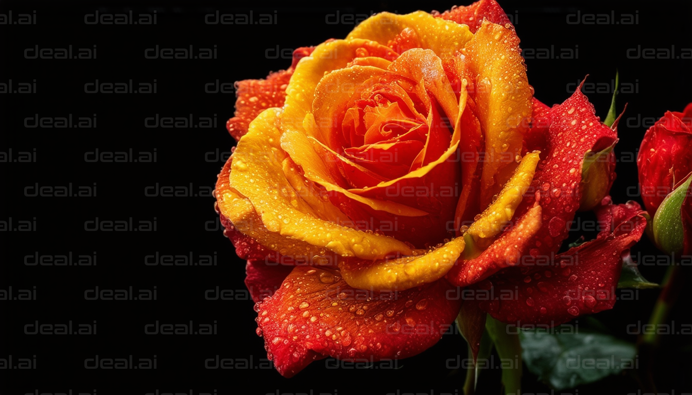 Vibrant Dew-Kissed Rose in Bloom