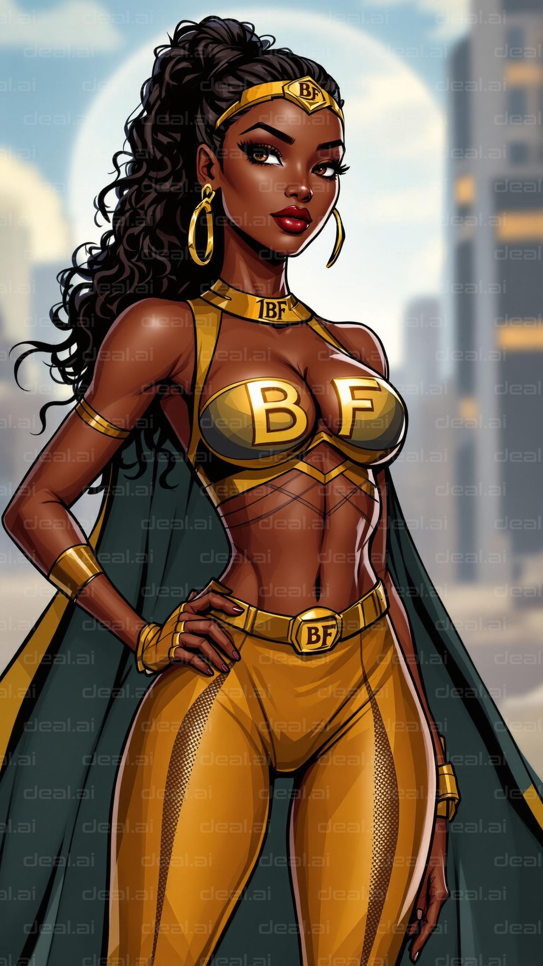Superheroine in Gold Armor