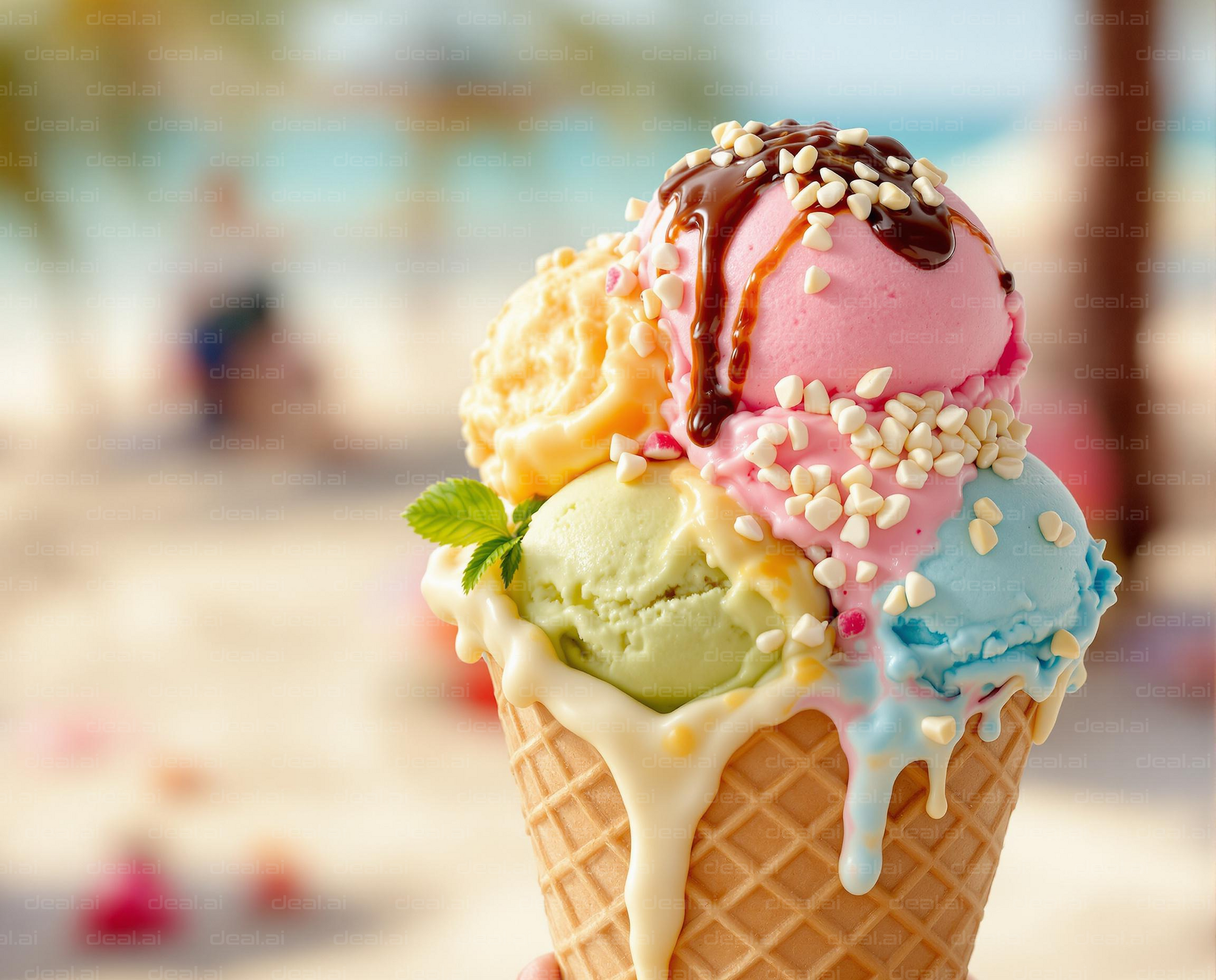 "Colorful Ice Cream Cone Delight"