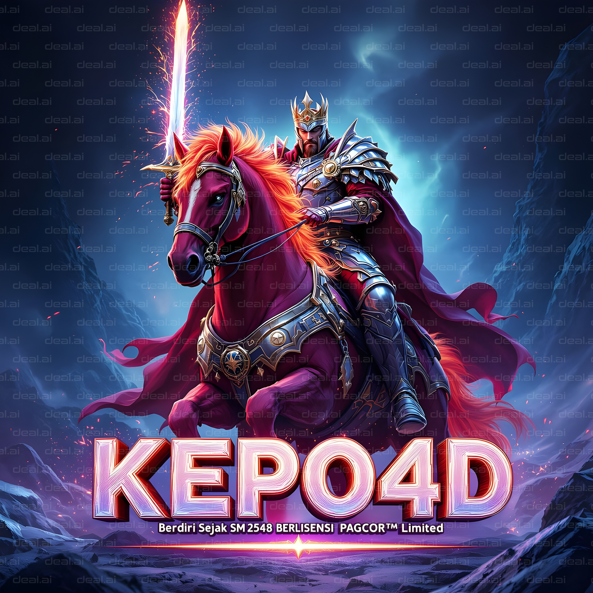Battle-Ready King on Fiery Horse