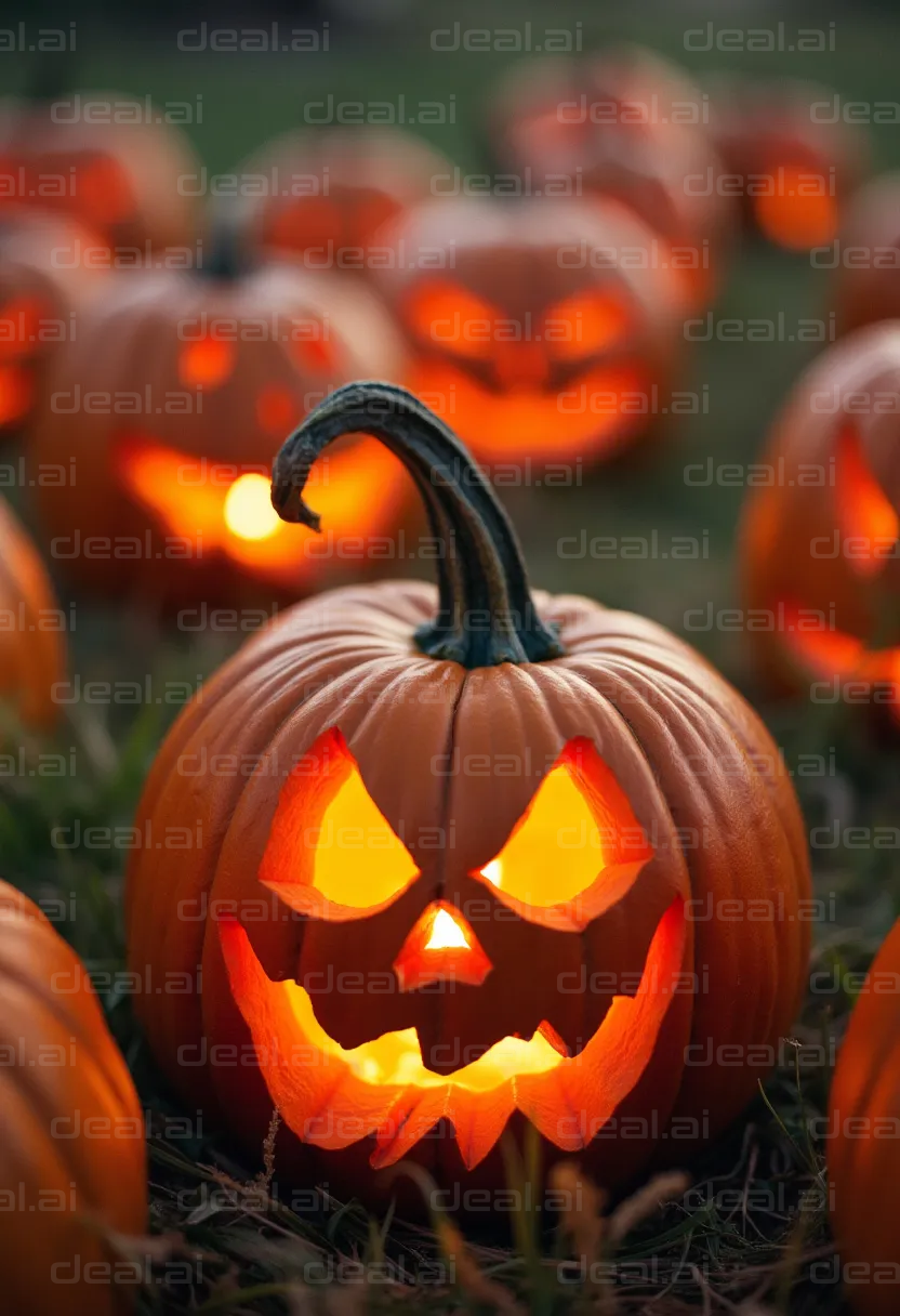 "Glowing Jack-o'-Lanterns in the Dark"