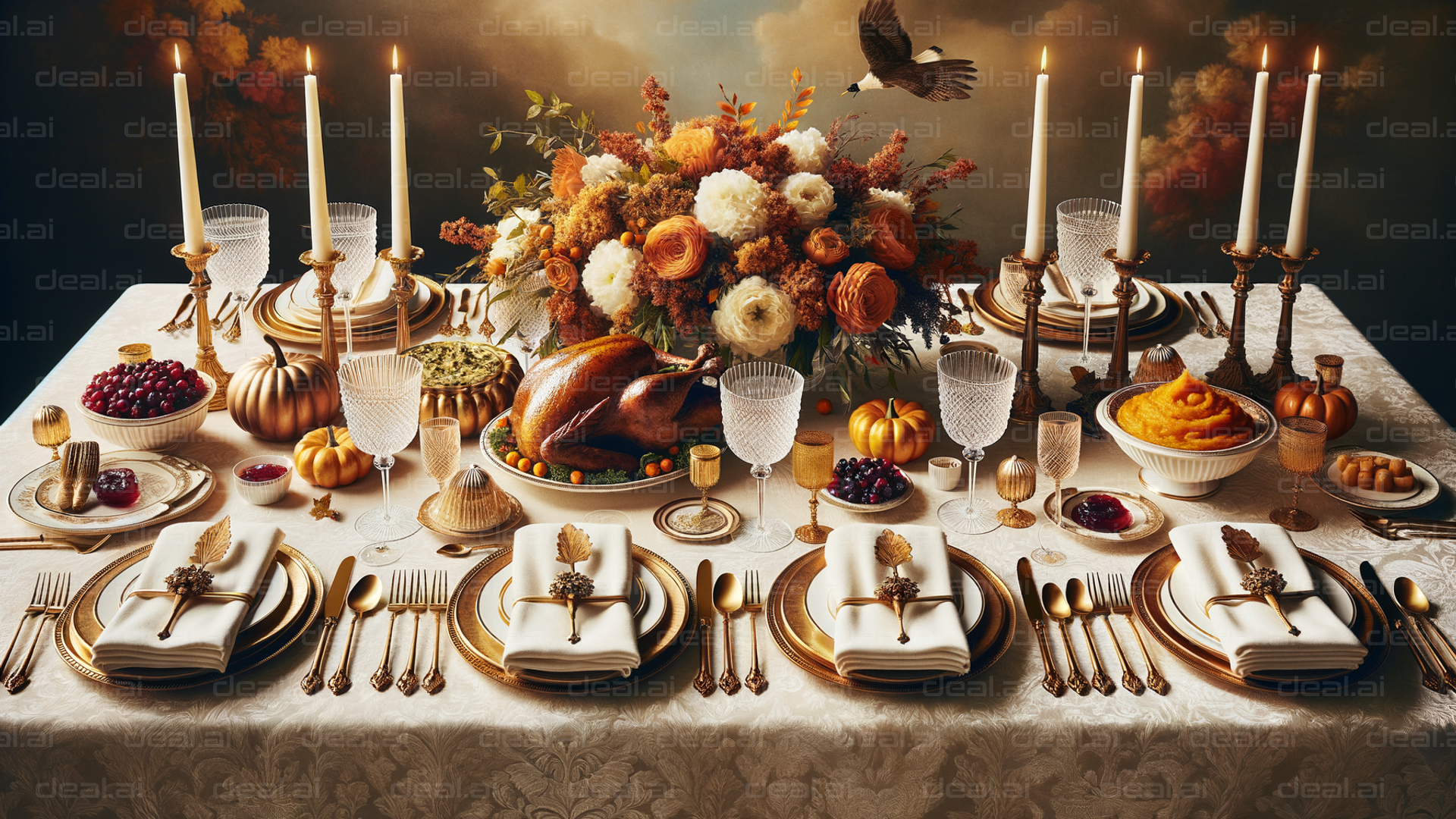 Elegant Thanksgiving Feast Table Setting