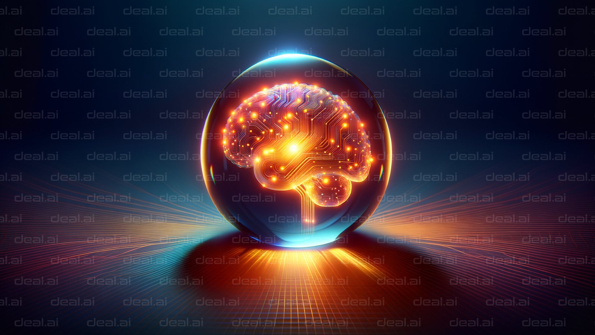 Digital Brain in a Glowing Sphere