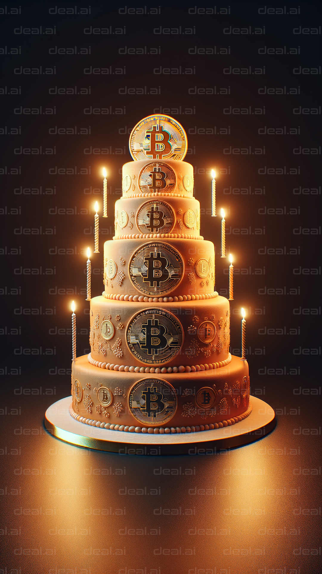 Bitcoin Birthday Cake with Candles