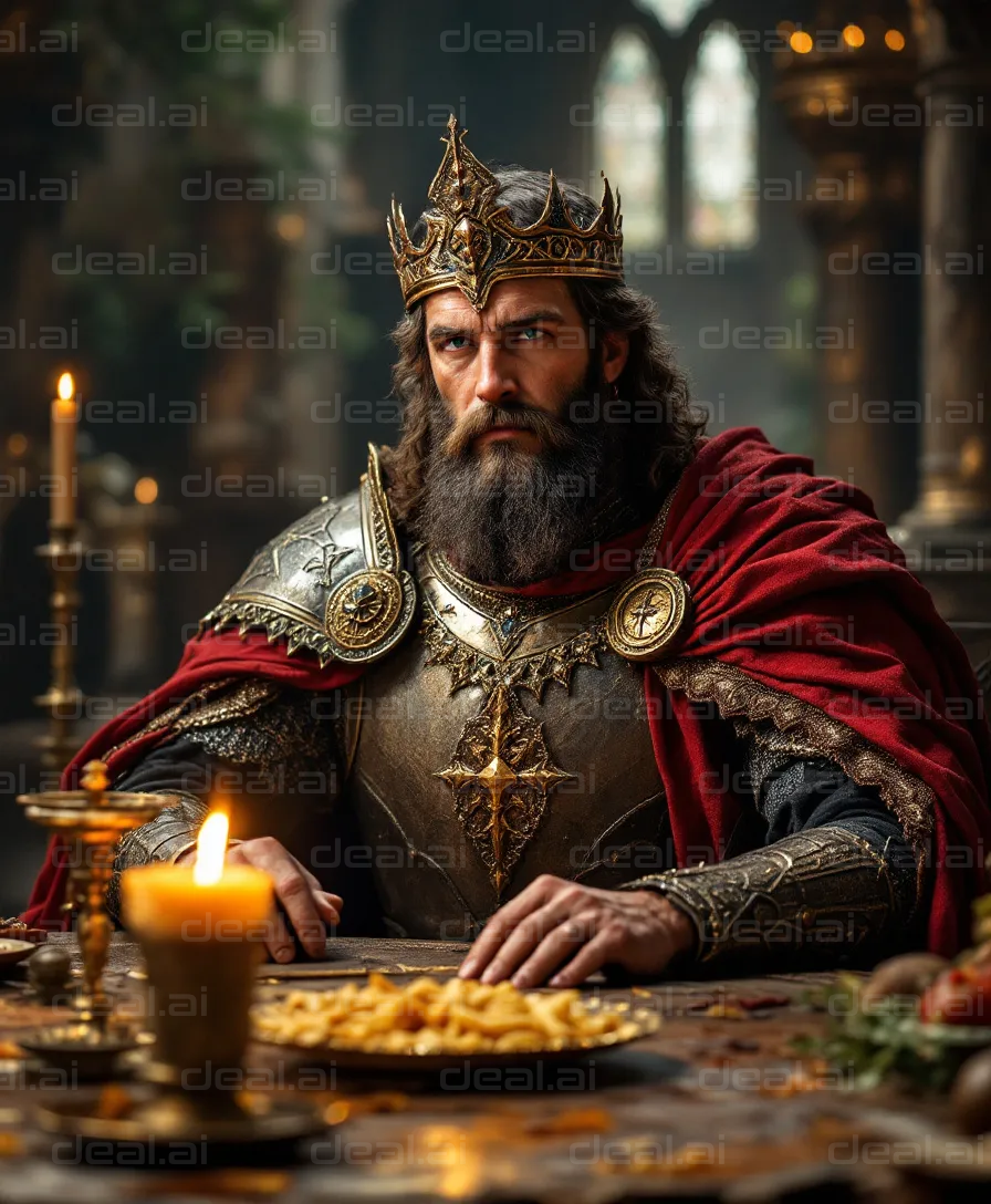 Regal King at Feast Table