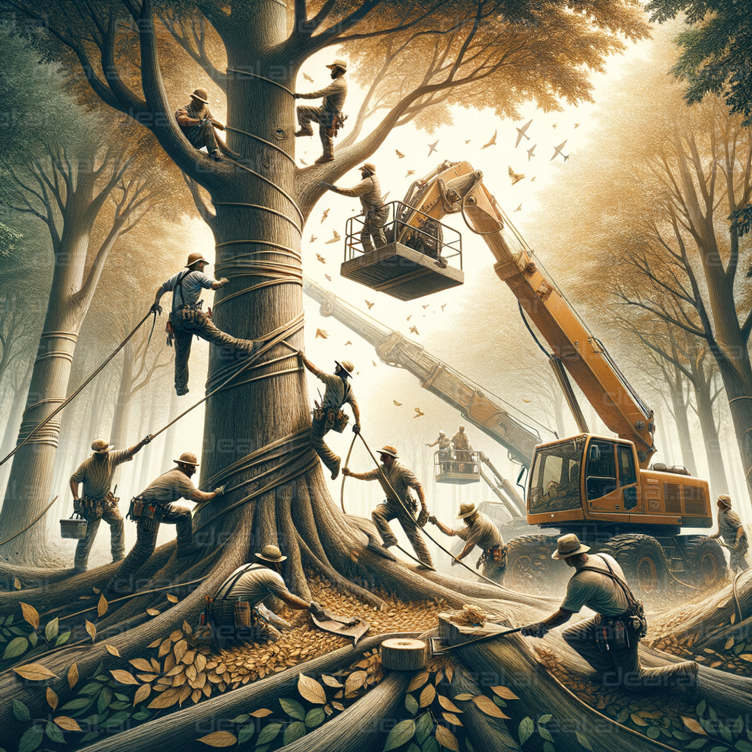 "Tree Workers at Sunrise"