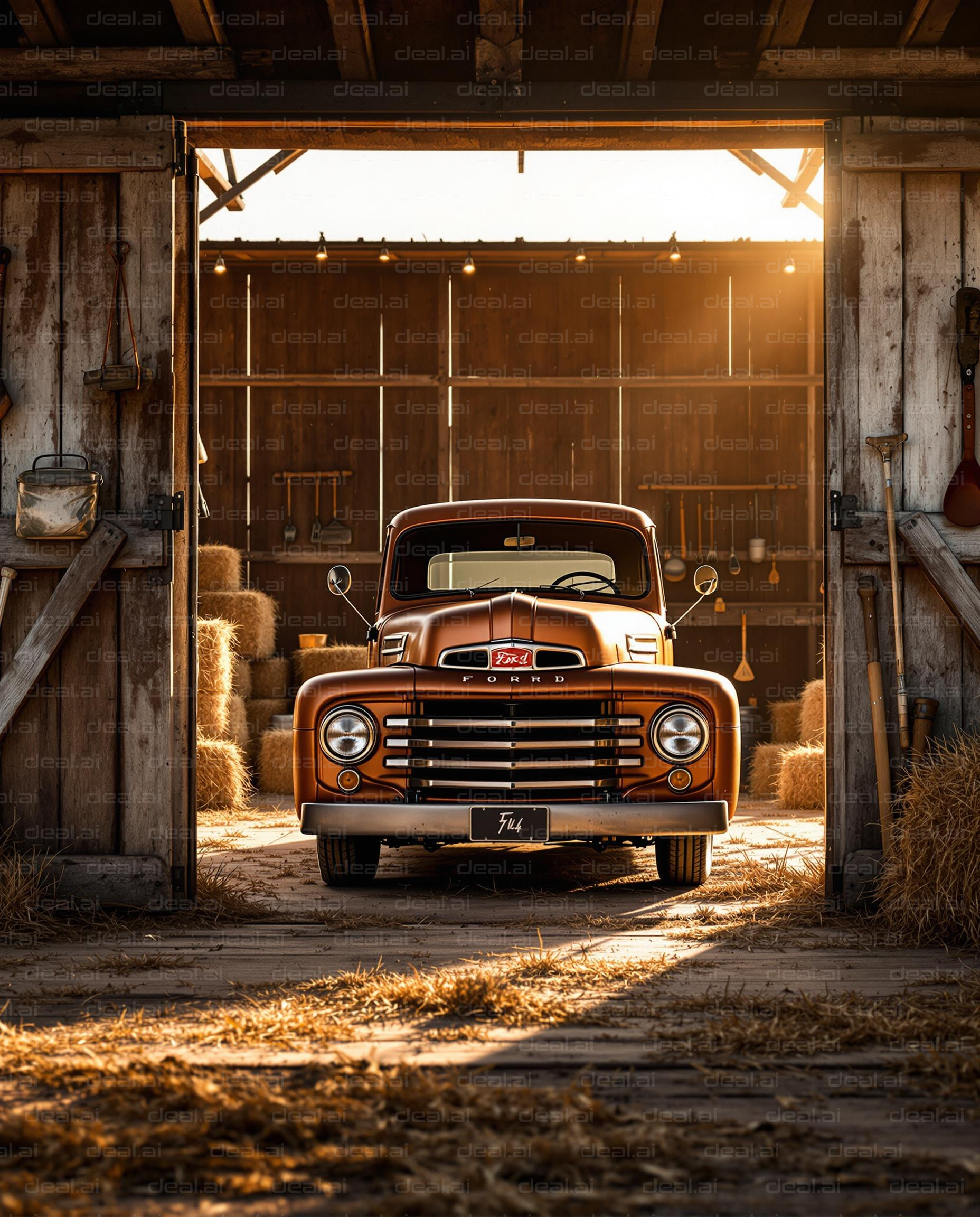 Classic Truck Resting in Barnyard Charm