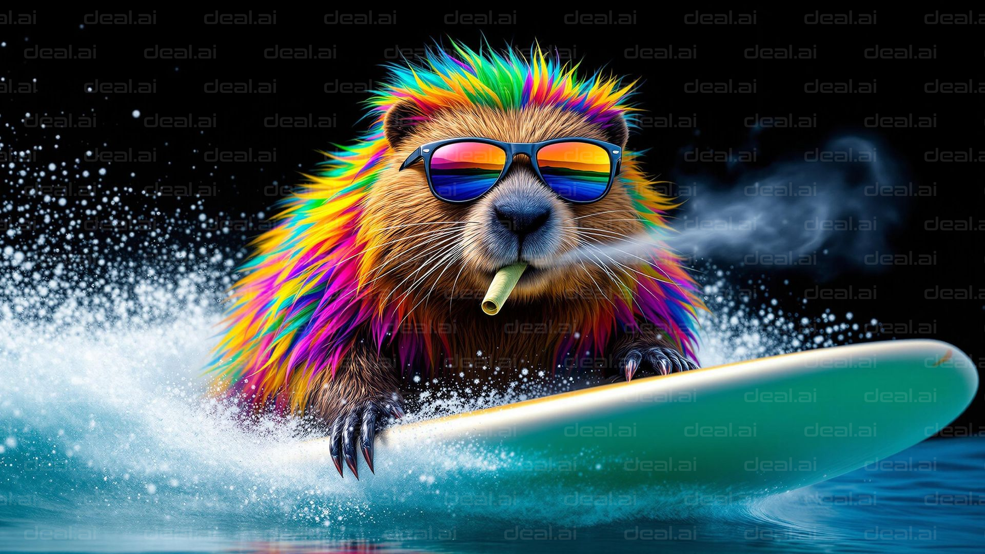 "Rainbow Surfer Beaver"