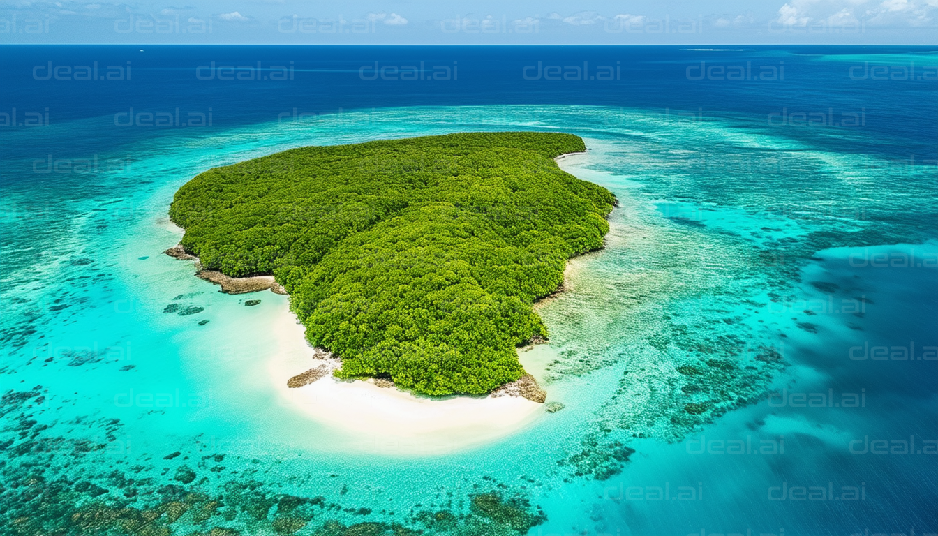 Tropical Island Surrounded by Turquoise Waters