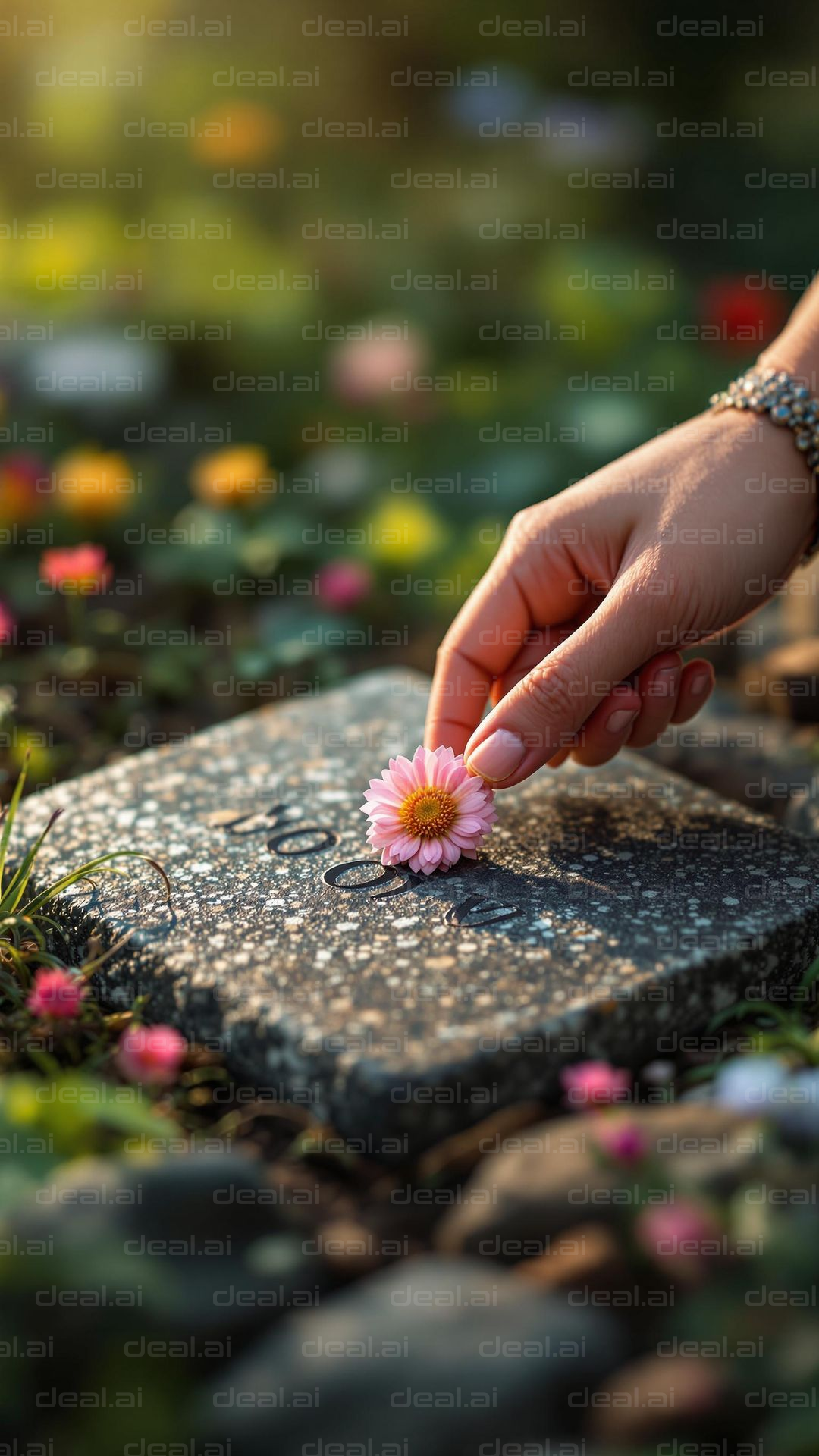 Placing a Flower on a Stone