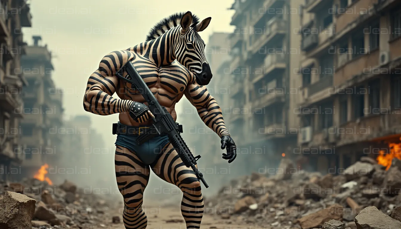 Zebra Warrior in a Post-Apocalyptic World