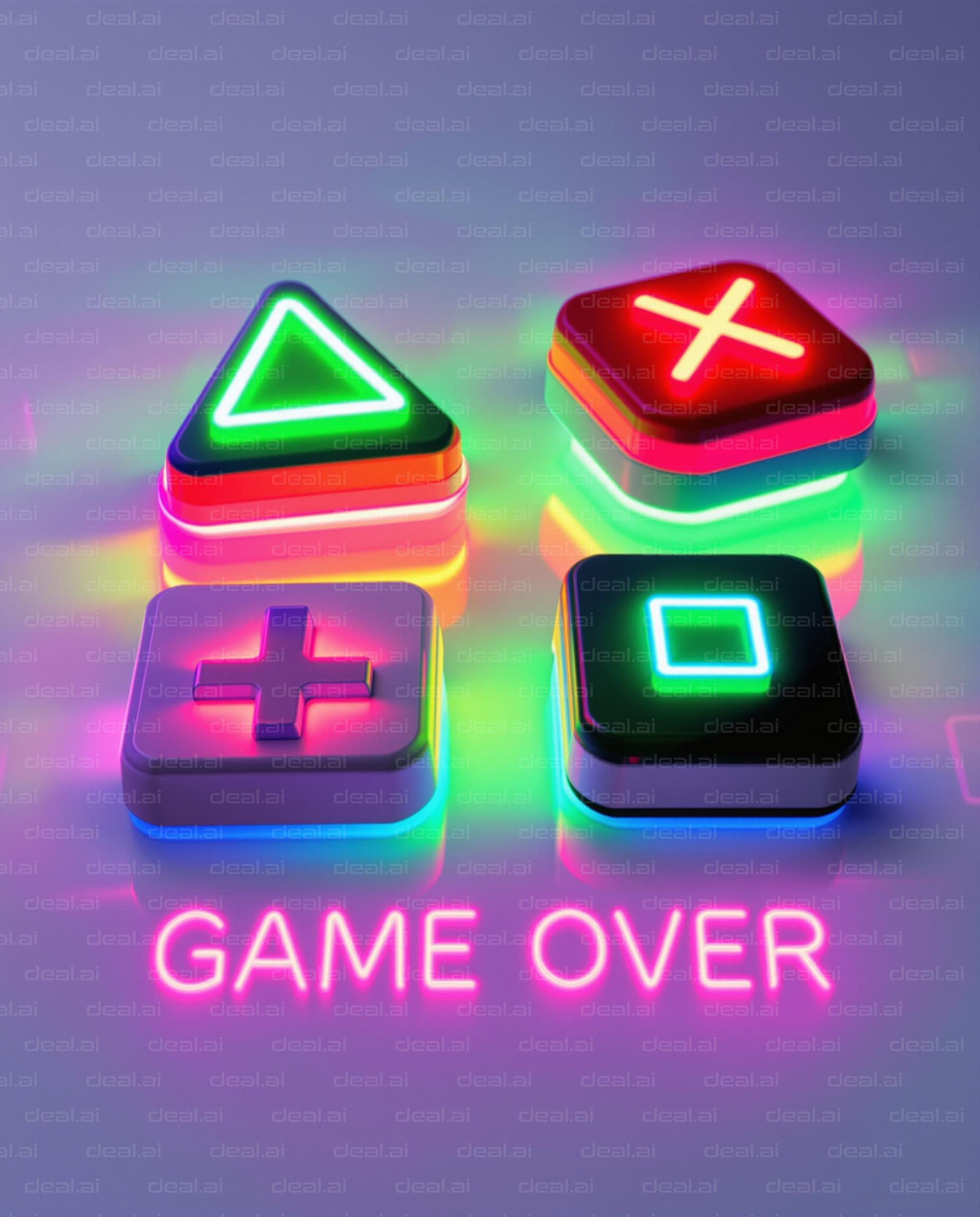 Neon Game Over Symbols