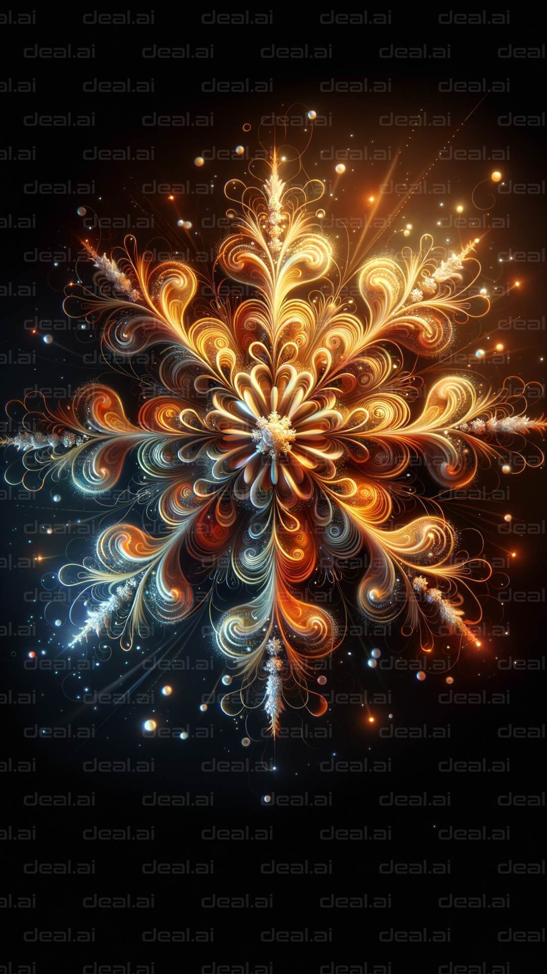 "Elegant Fiery Fractal Blossom"