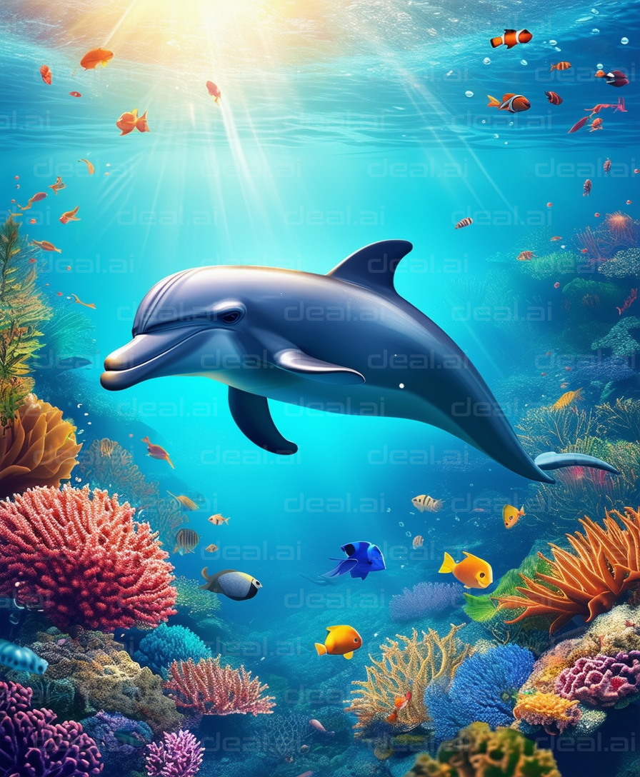 Dolphin Glides through Vibrant Coral Reef
