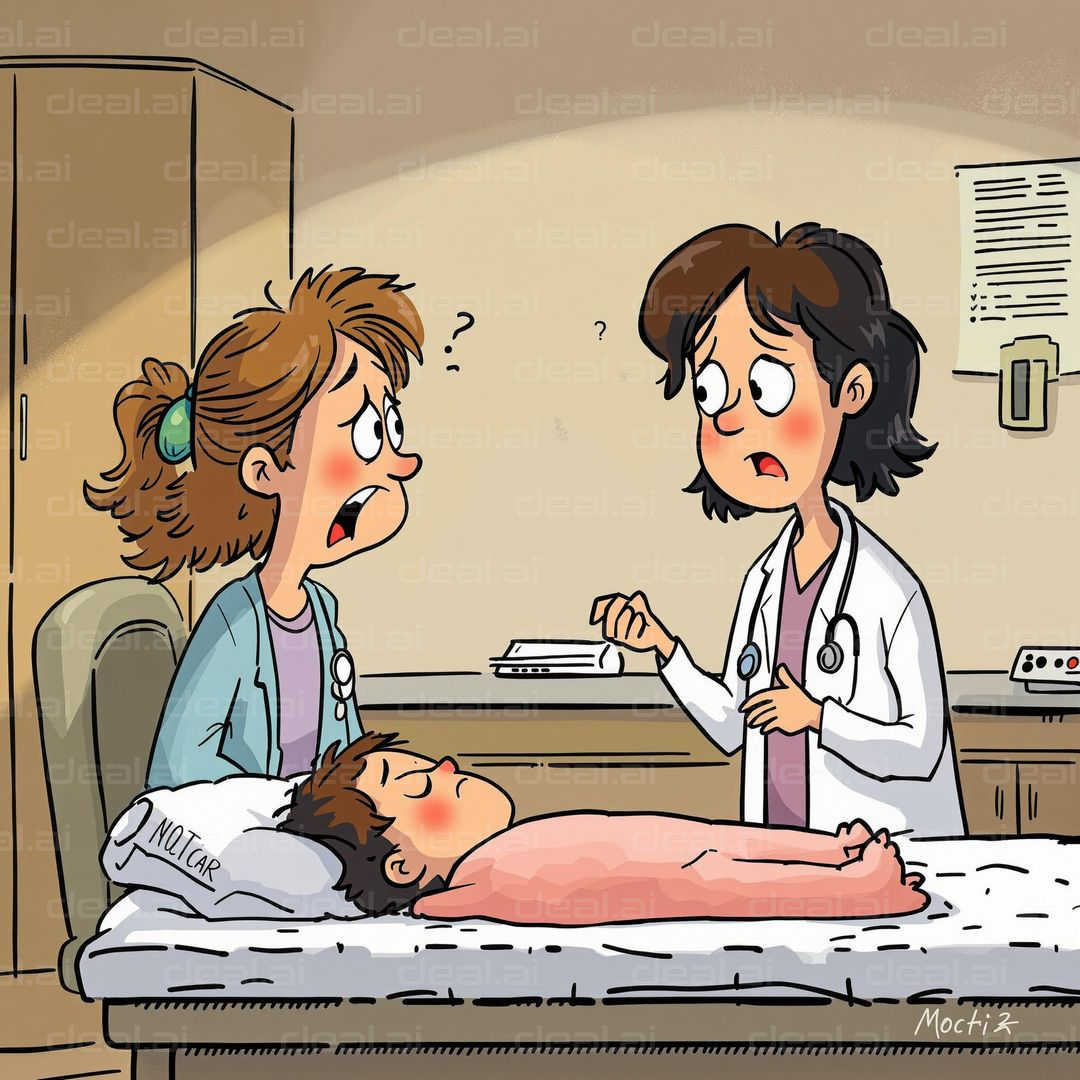 "Perplexed Doctors in Delivery Room"