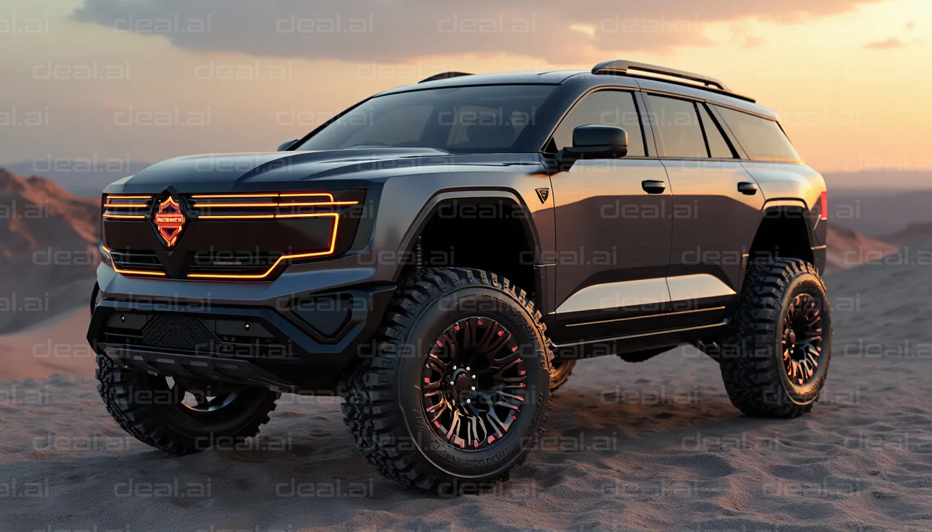 Rugged SUV in Desert Sunset