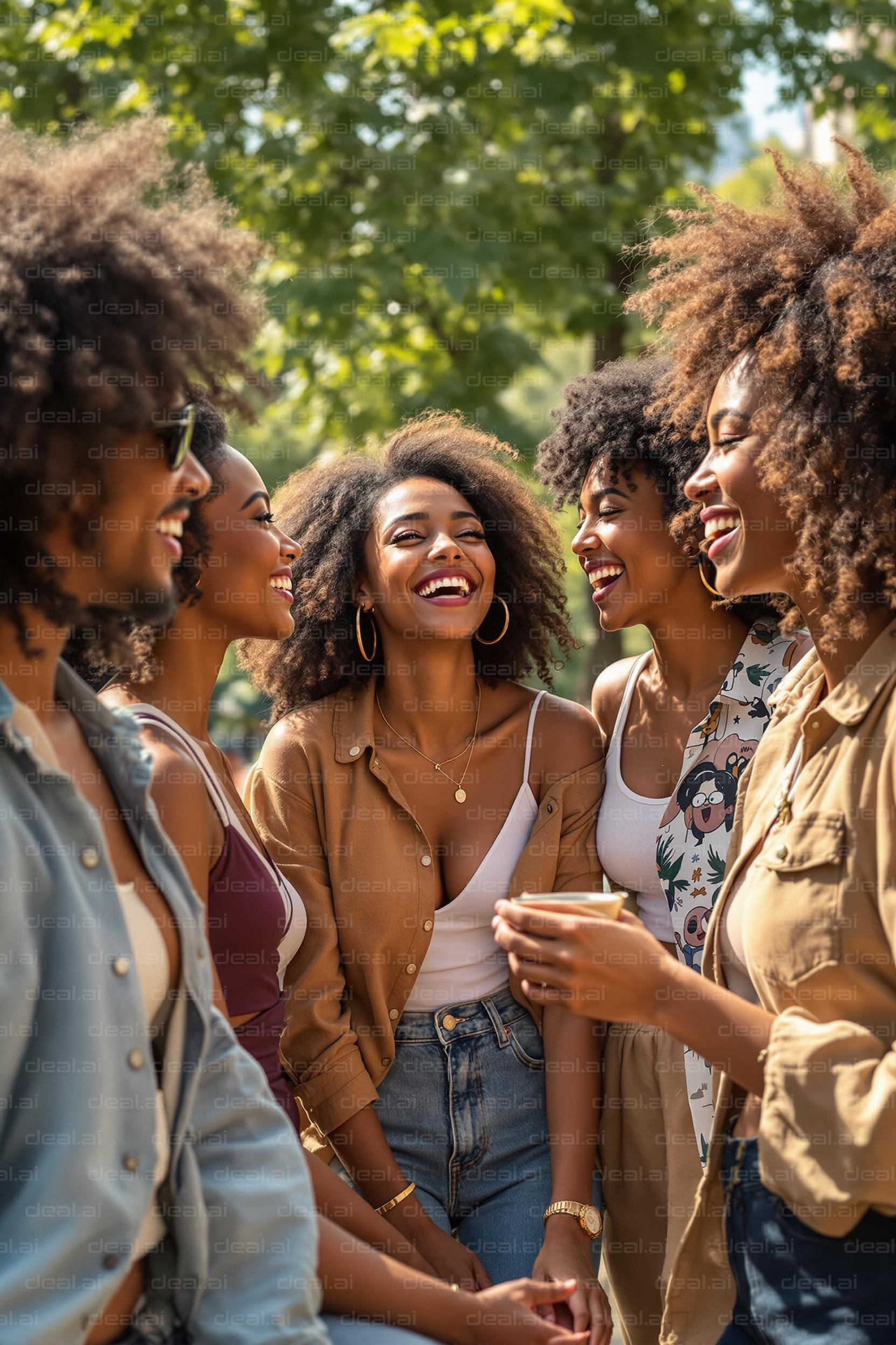 Joyful Friends Gathering Outdoors