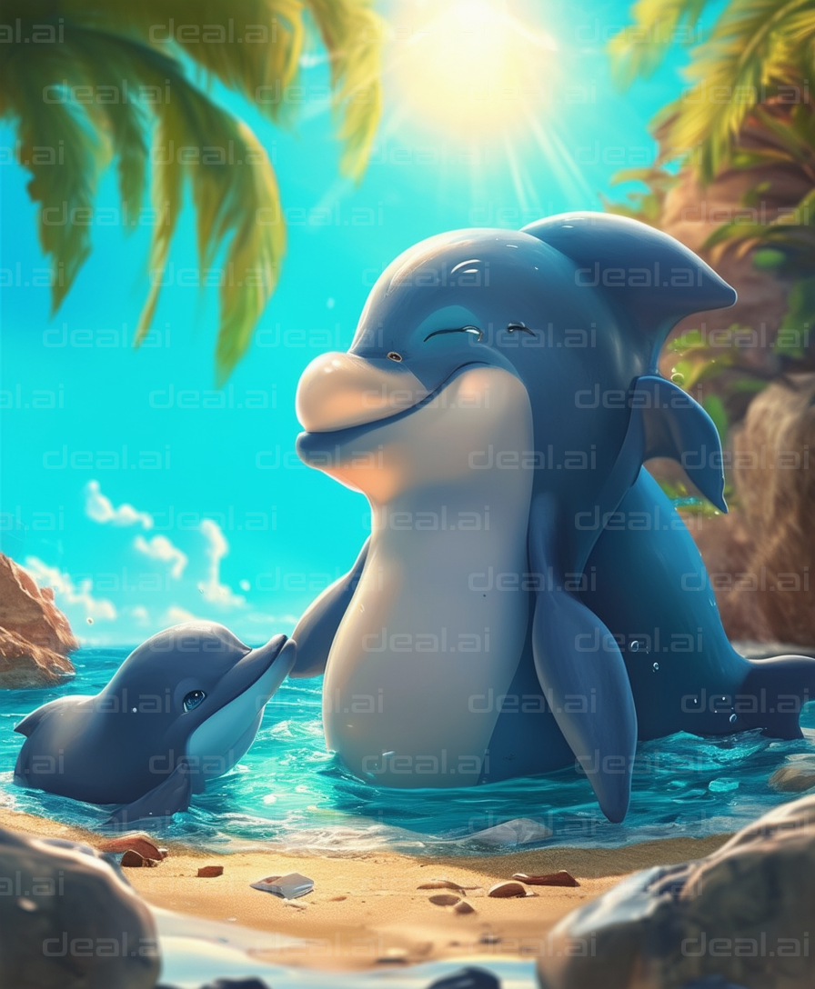 "Happy Dolphins Enjoying the Sun"