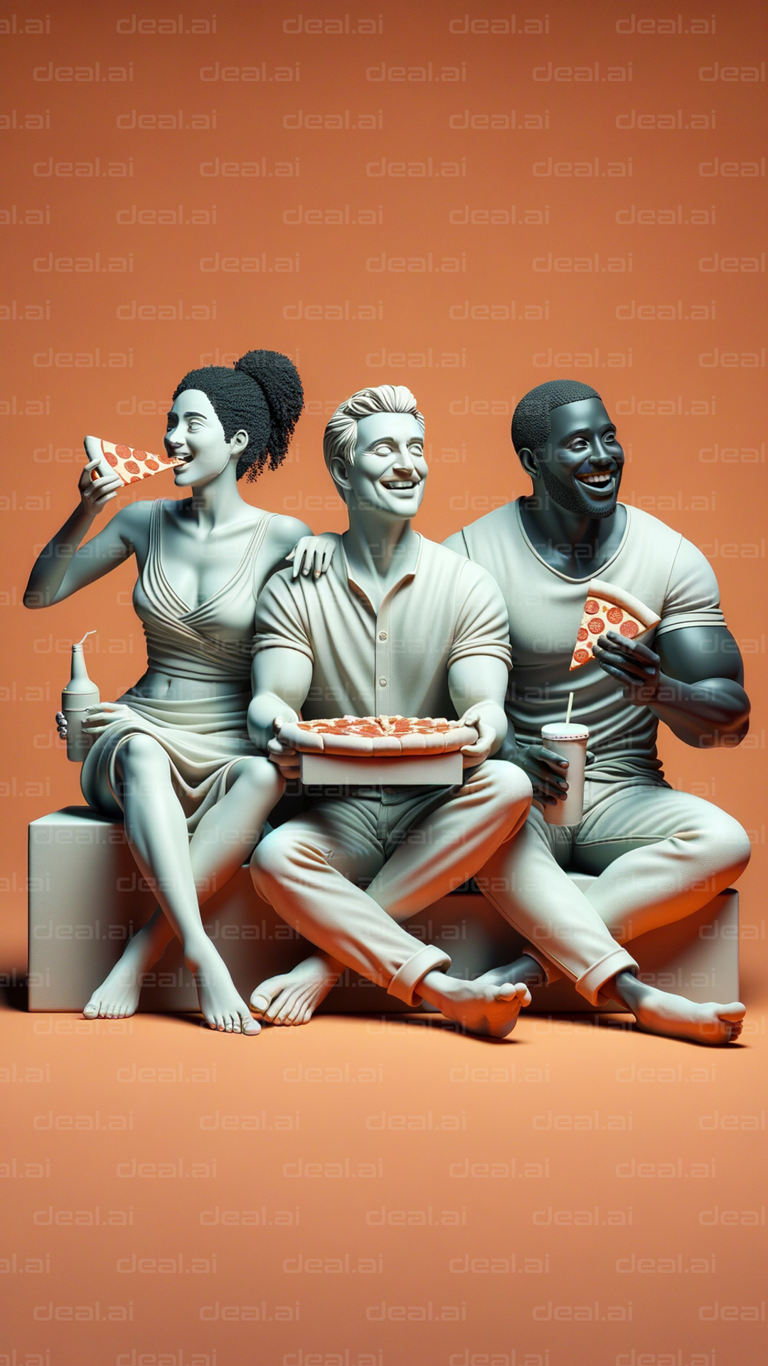 Friends Enjoying Pizza Together