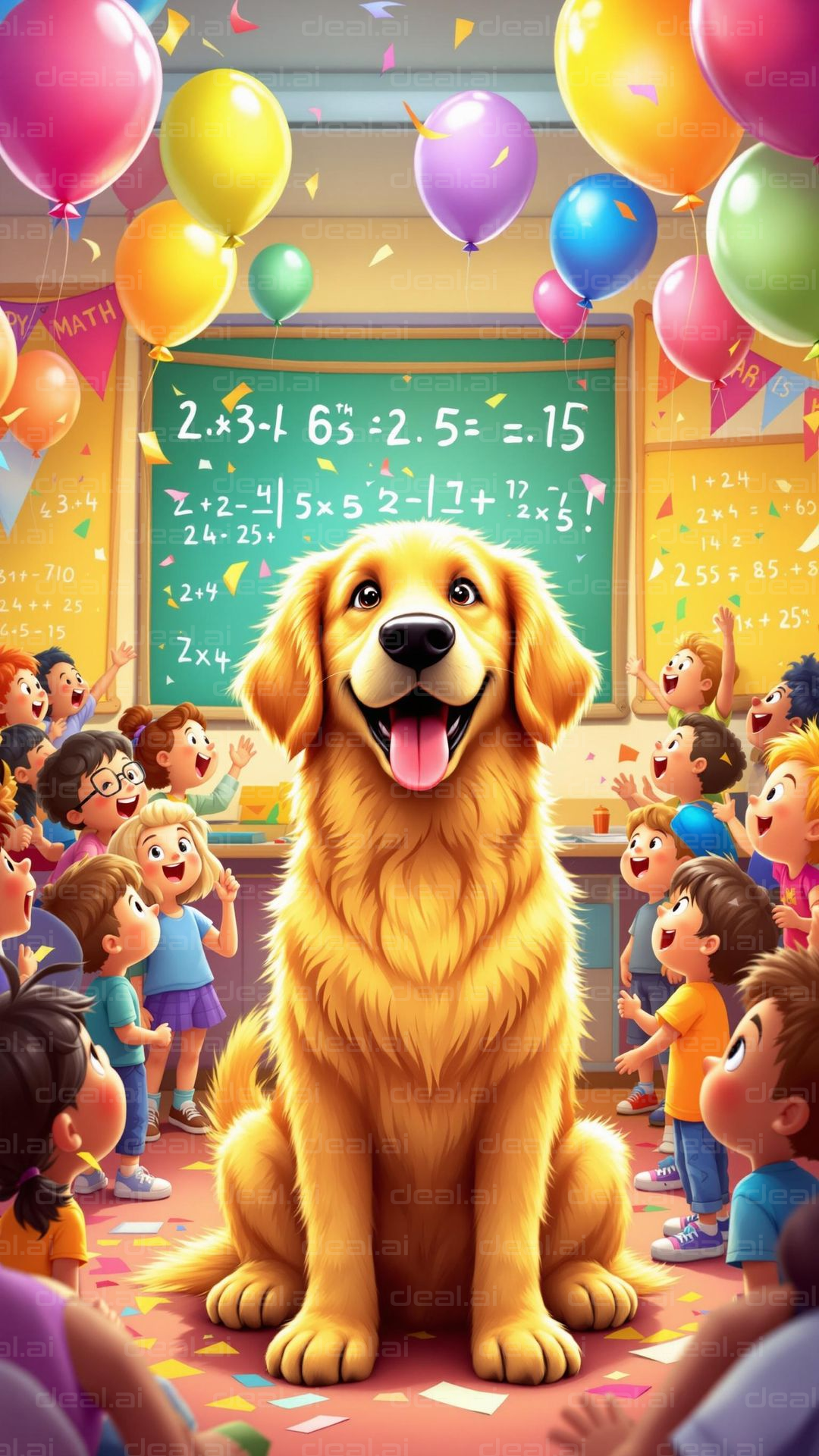 Dog Teaching Maths to Kids