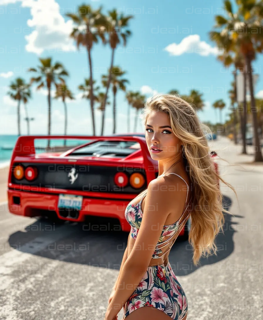 "Beach Bliss with Ferrari"