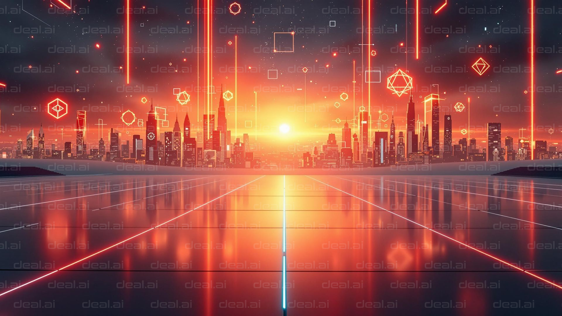 Futuristic Cityscape at Sunset