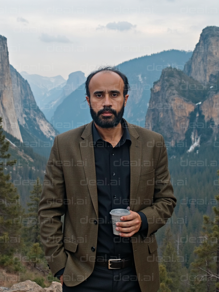 Man Enjoys Coffee in Mountain View