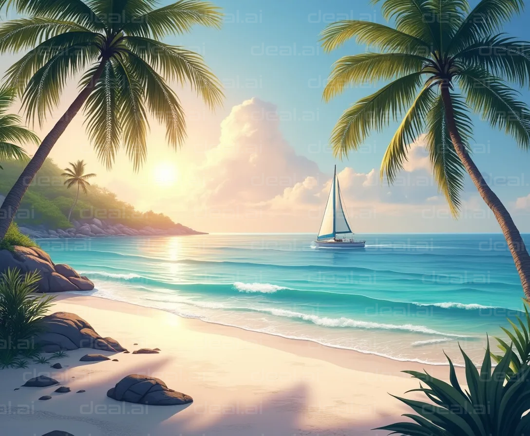 "Tranquil Tropical Sunset Sail"