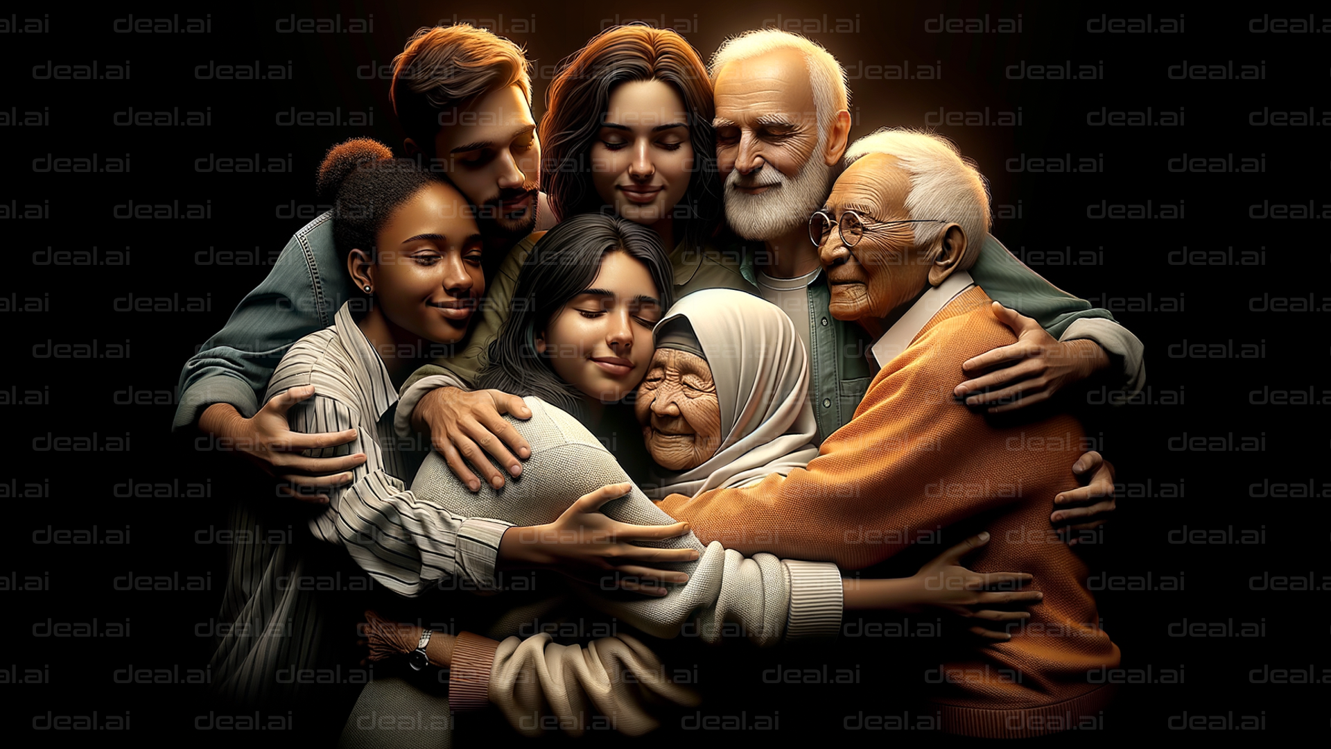 "Generations Embrace in Warm Togetherness"