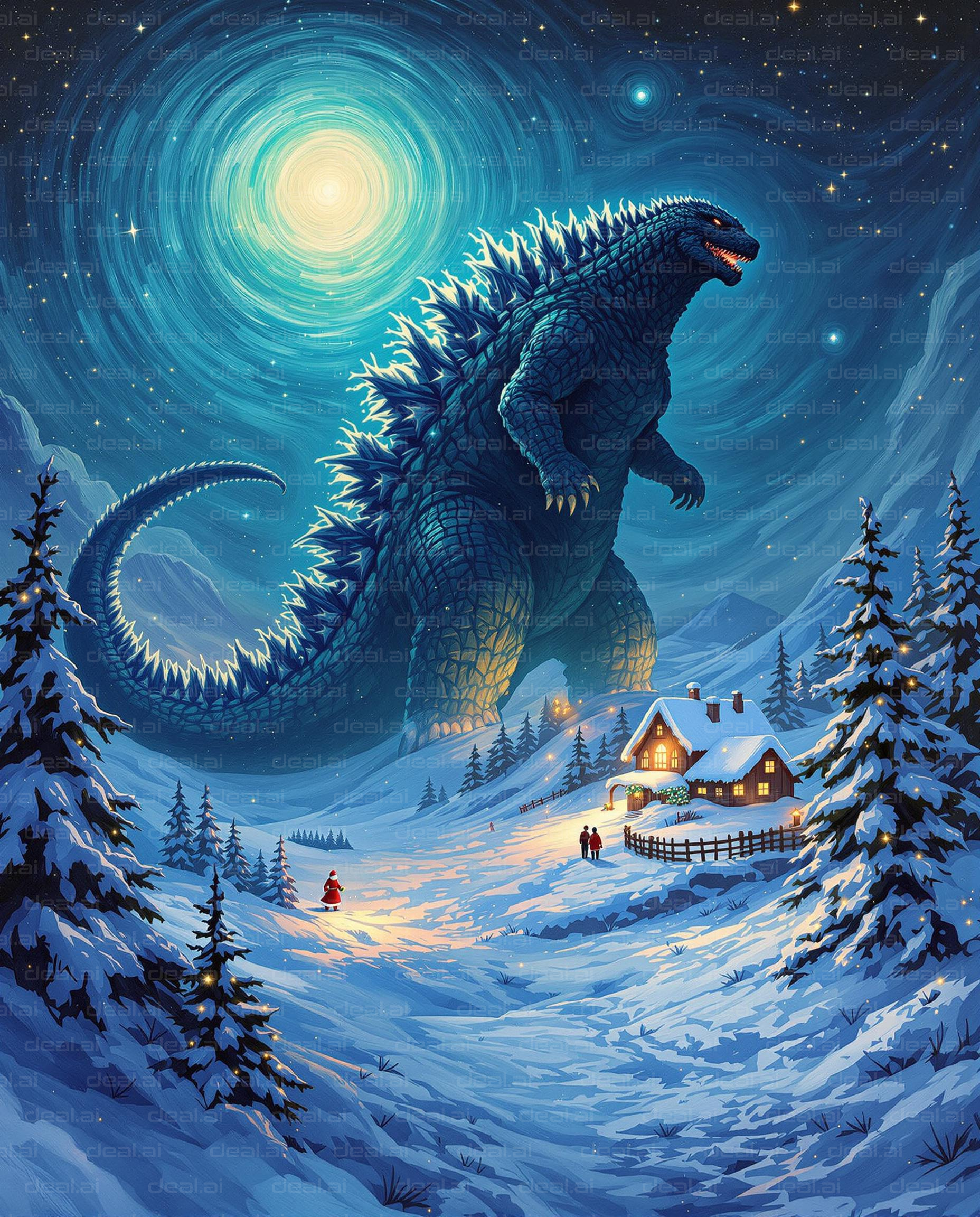 Giant Monster in Winter Wonderland