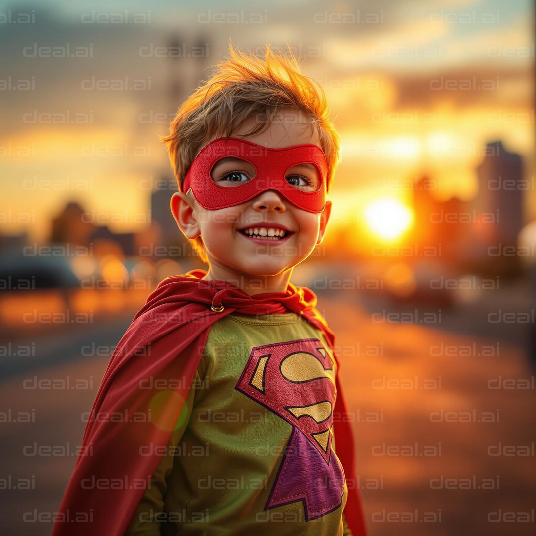 Young Superhero at Sunset