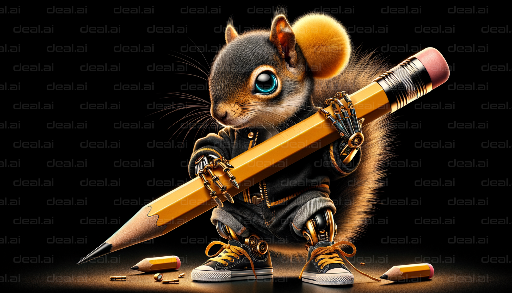 Cyber Squirrel with Giant Pencil