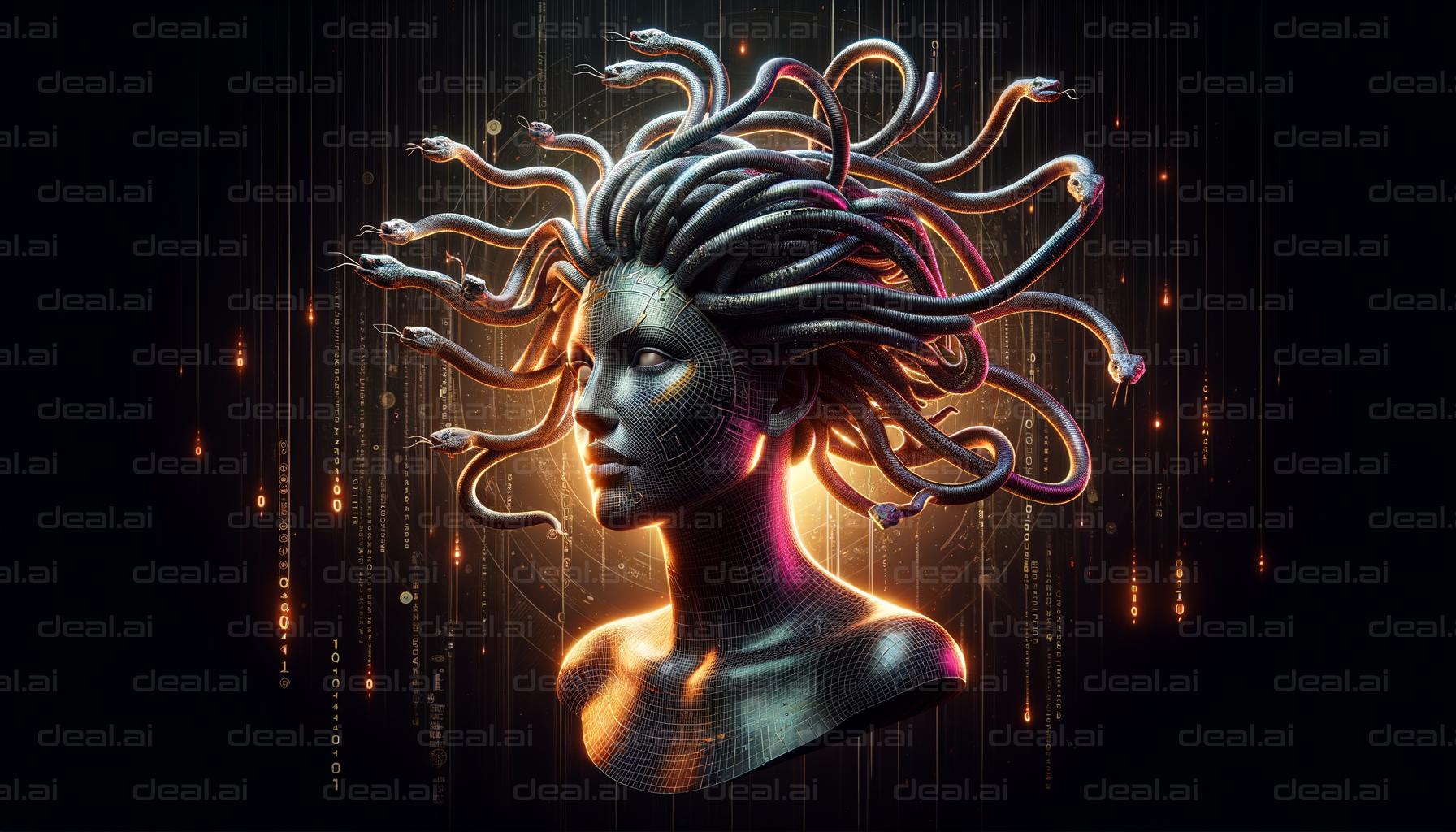 "Cyber Medusa: Fusion of Myth and Tech"