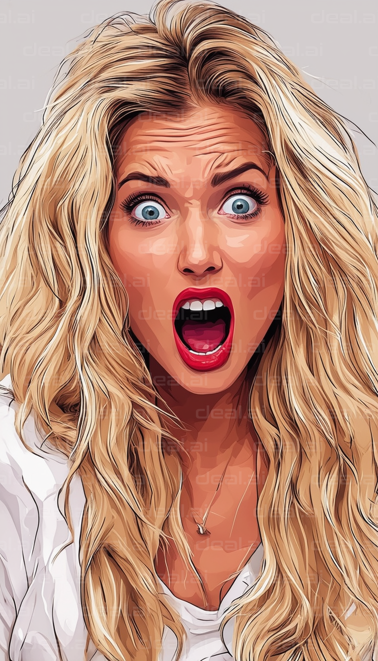 Shocked Blonde Woman with Wide Eyes