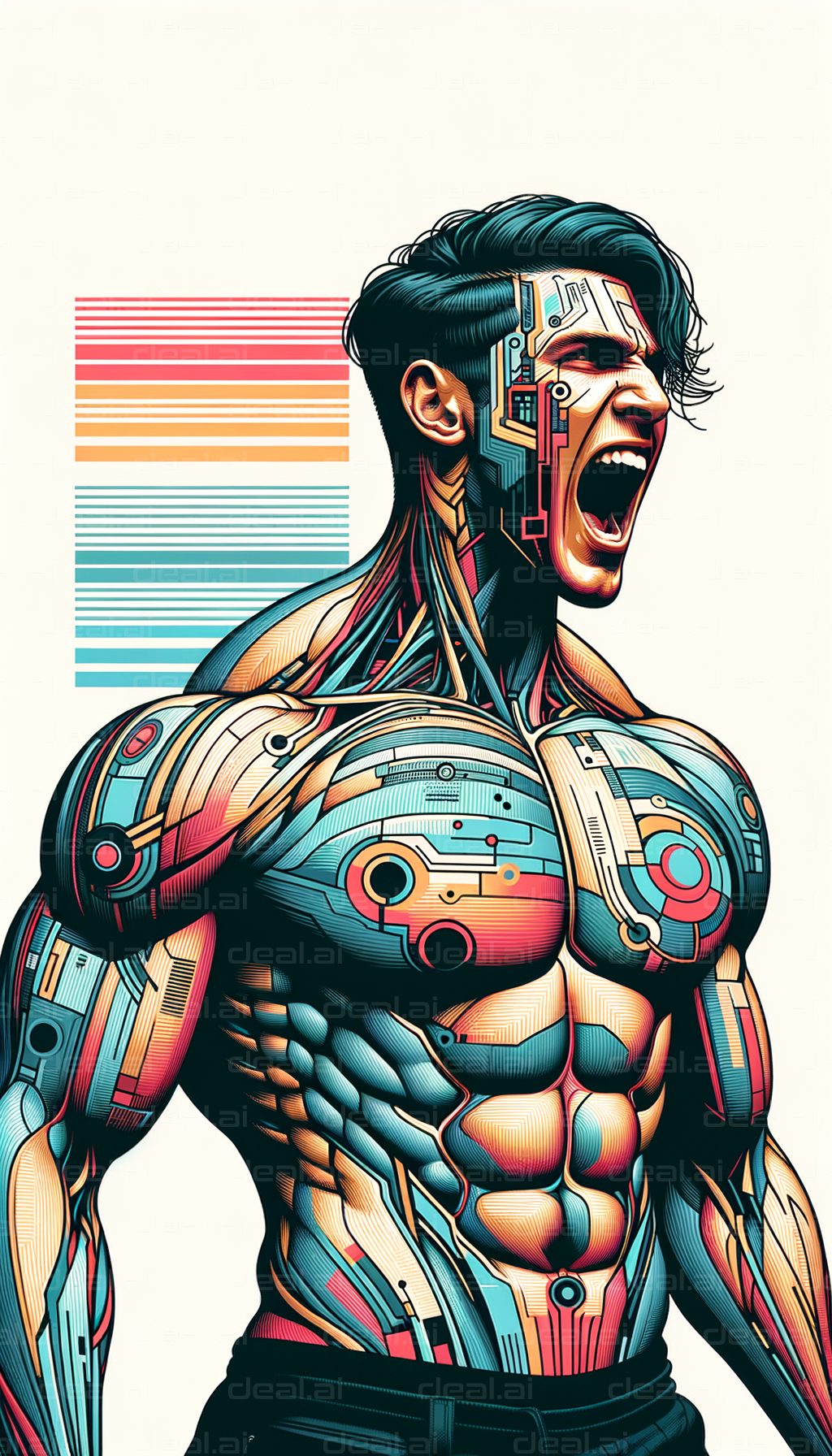 "Cyborg Roar: Futuristic Strength Unleashed"