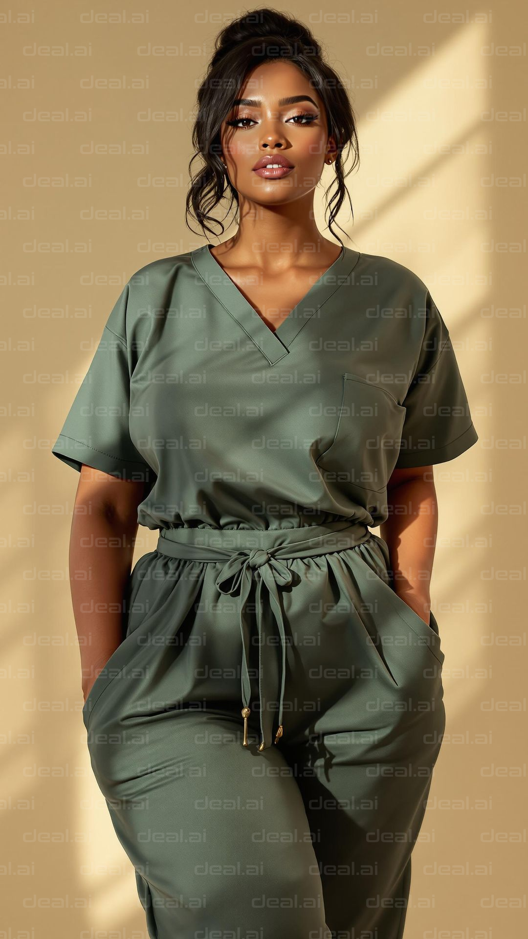 Elegant Green Outfit Portrait